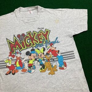 Vintage Disney Shirt Mens XL Gray Mickey And Friends Single Stitch 80s USA Tee